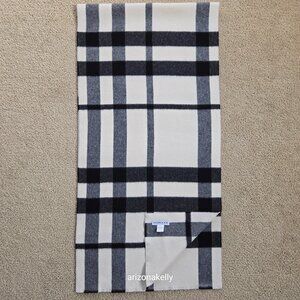 Eugenia Kim 100% Merino Wool Plaid Scarf Black & White {{{SOFT}}} Luxury